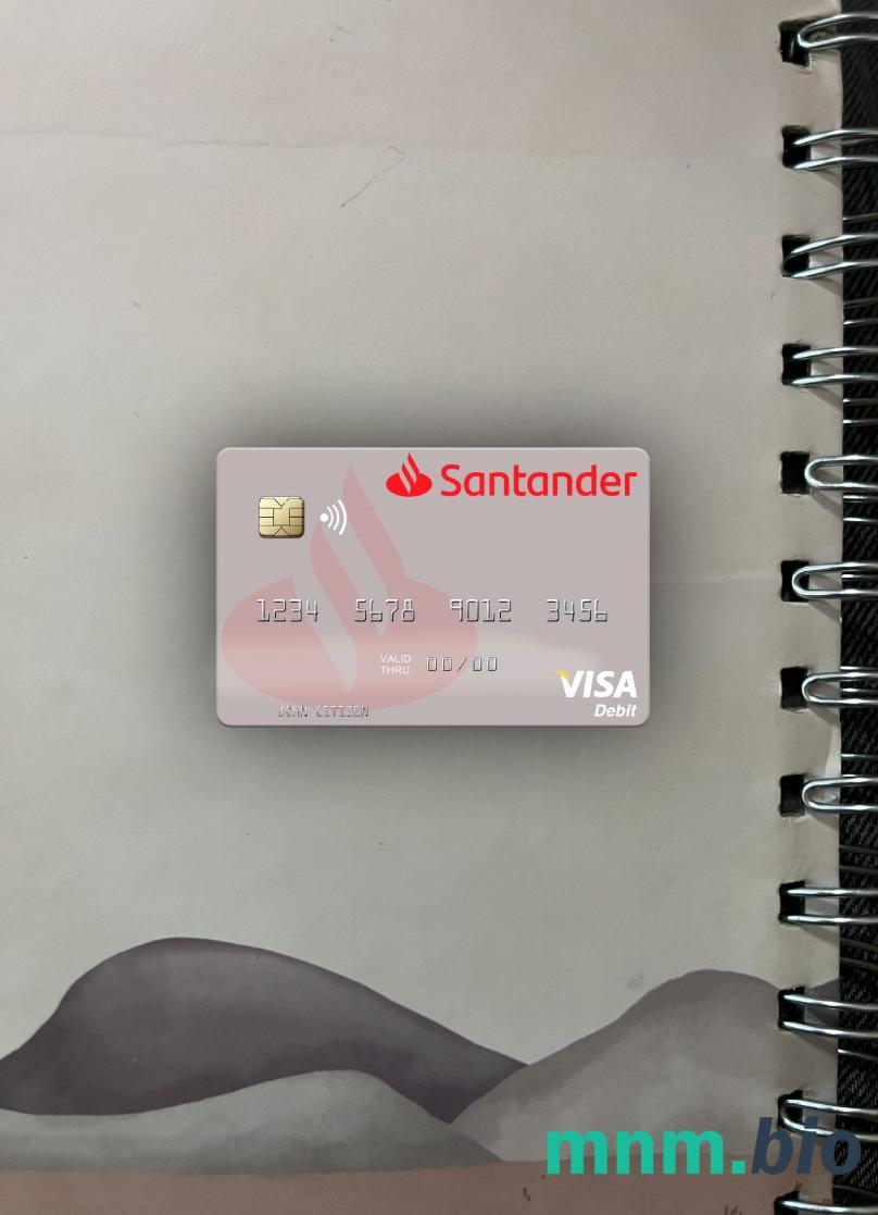 Spain Banco Santander visa obciążyć card wygląd fotograficzny skan PSD + zdjęcie